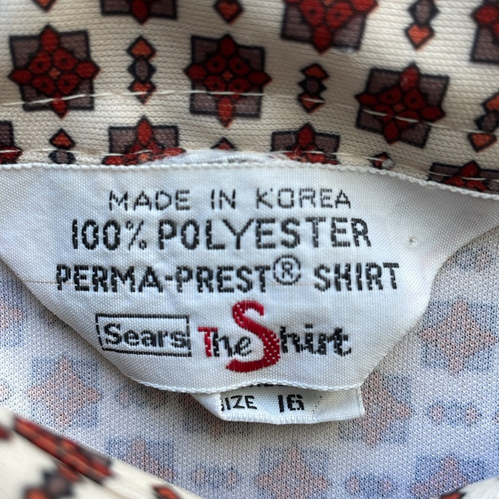 Sears “The Shirt” Retro Polyester Perma-Prest Shirt XS - Picture 3 of 7